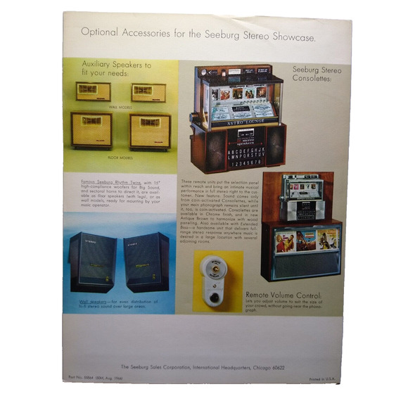 Seeburg SS160 Showcase Jukebox FLYER Phonograph Music Vintage Original 1966 - Picture 3 of 6